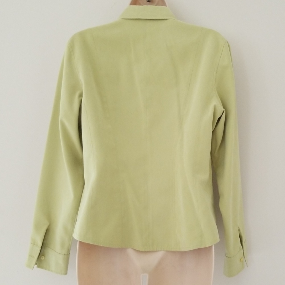 Talbots Petites Womens Chartreuse Blouse Size M - Picture 7 of 8